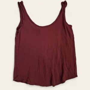 Forever 21 Frayed Maroon Sleeveless Top – Size Small | Edgy Minimalist Style‎